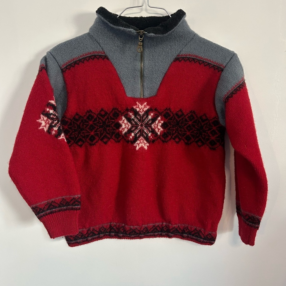 Red and Gray Youth Sweater